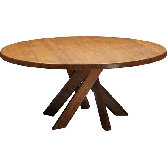Image 1 of Vintage T21 elmwood dining table by Pierre Chapo, France 1973