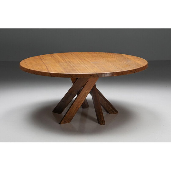 Image 1 of Vintage T21 elmwood dining table by Pierre Chapo, France 1973