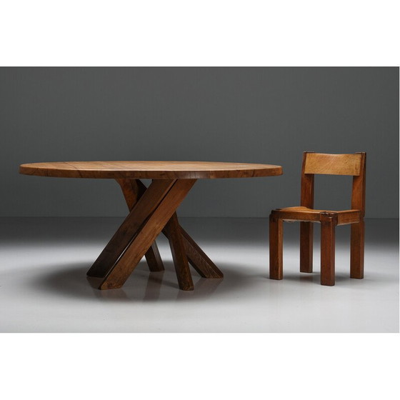 Image 1 of Vintage T21 elmwood dining table by Pierre Chapo, France 1973