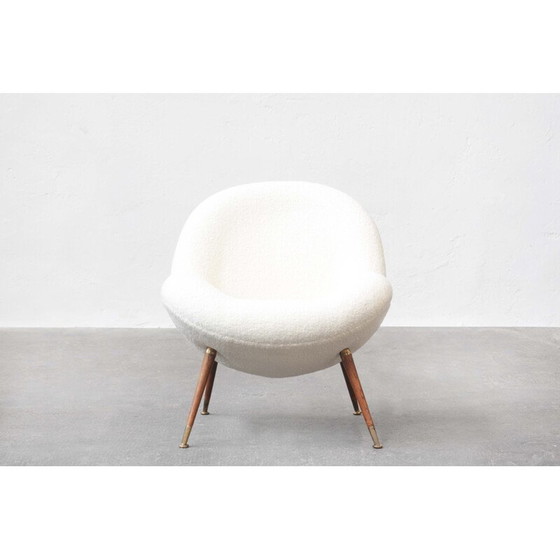 Image 1 of Pair of vintage armchairs in white cream by Fritz Neth for Correcta, Germany 1955