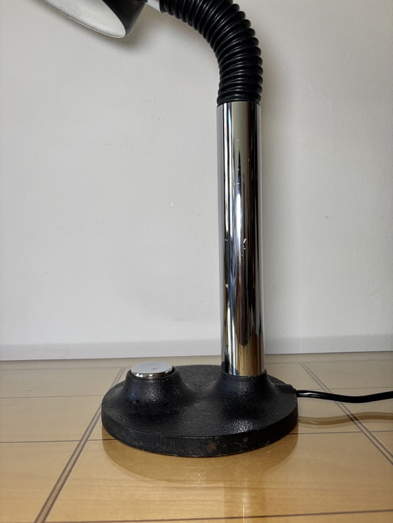 Image 1 of Hillebrand, lampada da tavolo vintage, Germania, anni '70, metà secolo, design industriale, Bauhaus, cromo, metallo, lampada