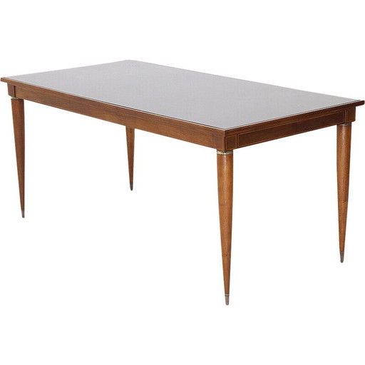 Vintage solid wood and brass dining table by Paolo Buffa for Palazzi dell'arte Cantù, Italy 1950