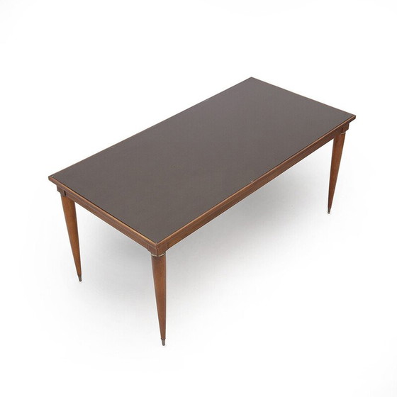 Image 1 of Vintage solid wood and brass dining table by Paolo Buffa for Palazzi dell'arte Cantù, Italy 1950
