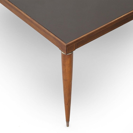Image 1 of Vintage solid wood and brass dining table by Paolo Buffa for Palazzi dell'arte Cantù, Italy 1950