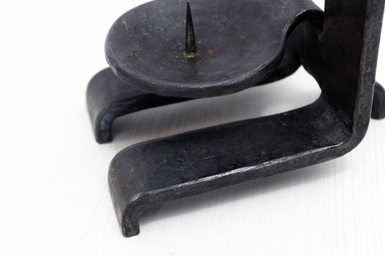 Image 1 of Brutalist Cast Iron Candlestick