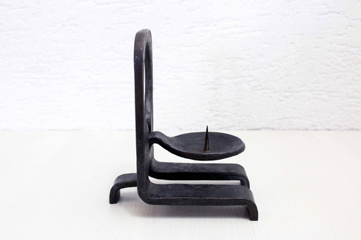 Brutalist Cast Iron Candlestick