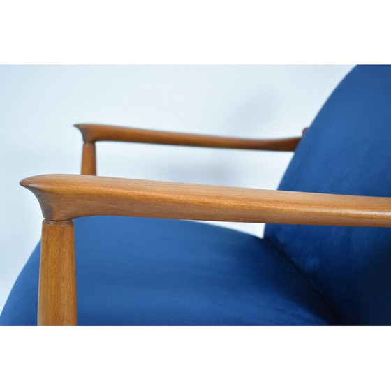 Image 1 of Vintage Armchair GFM64, icon  blue velvet 1960s