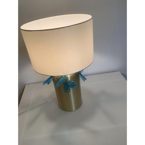 Image 1 of Contemporary Light-Blue Butterfly Murano Glass Table Lamp