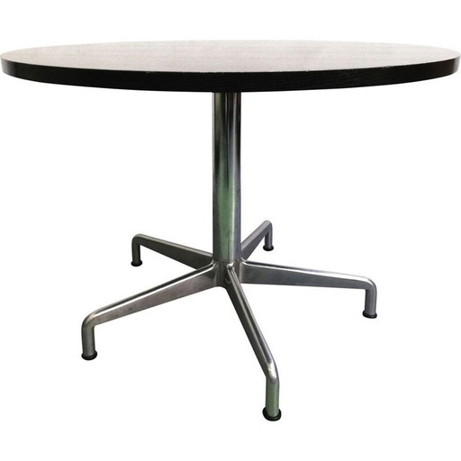 Castelli round vintage table in wood and aluminium base