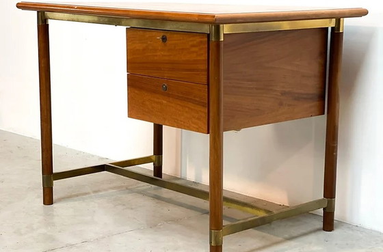 Image 1 of Brass & oak Italian desk