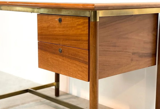 Image 1 of Brass & oak Italian desk