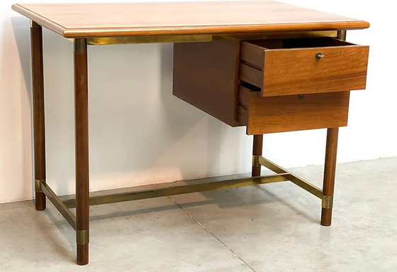 Image 1 of Brass & oak Italian desk