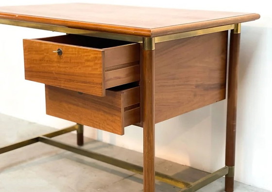 Image 1 of Brass & oak Italian desk