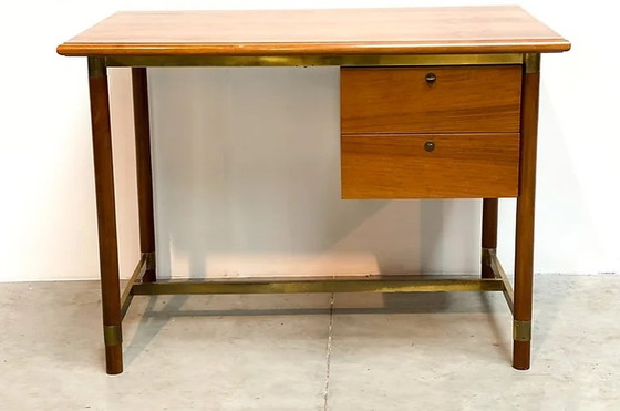 Image 1 of Brass & oak Italian desk