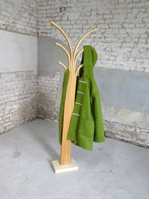 Wood & Travertine Palm Coat Rack, 1970