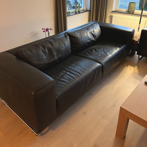 2x Molinari sofa black Leather