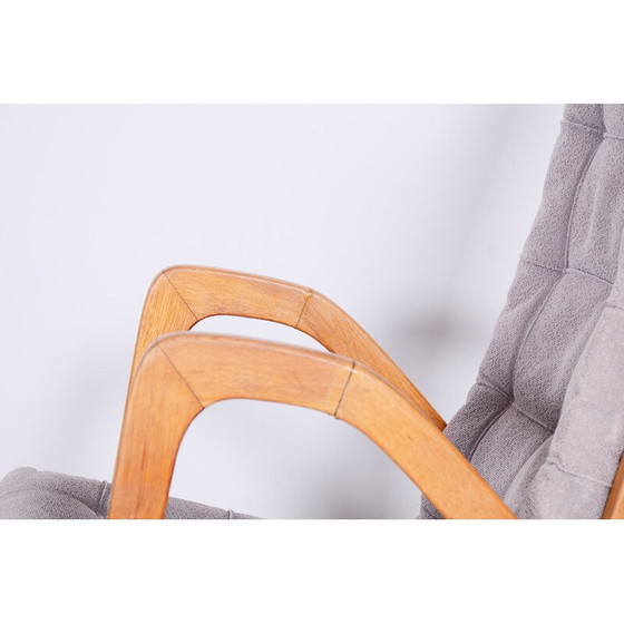 Image 1 of Poltrona vintage in rovere grigio di Jan Vanek, Cecoslovacchia 1950