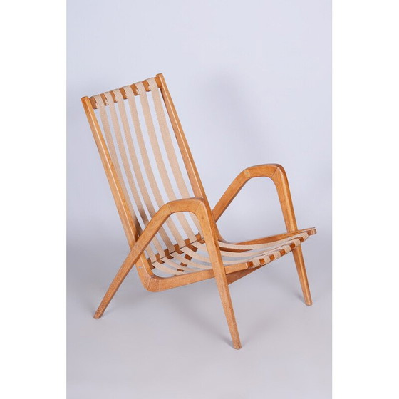 Image 1 of Poltrona vintage in rovere grigio di Jan Vanek, Cecoslovacchia 1950