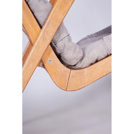 Image 1 of Poltrona vintage in rovere grigio di Jan Vanek, Cecoslovacchia 1950