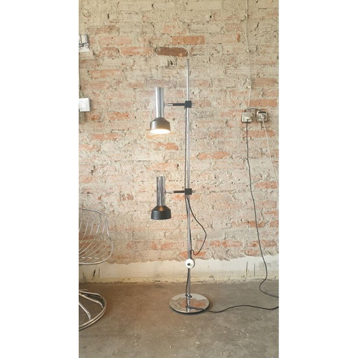 Vintage Floor Lamp Silver-Black, 1970