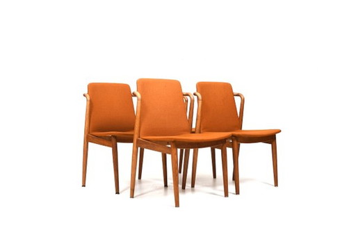 Organic Shaped Oak Chairs from Vamdrup Møbelfabrik, 1950s / 60s, Set of 4