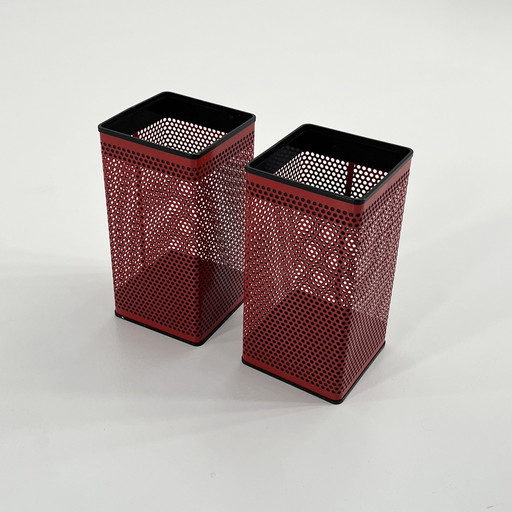 Red Perforated Bin From Caimi, 1980S