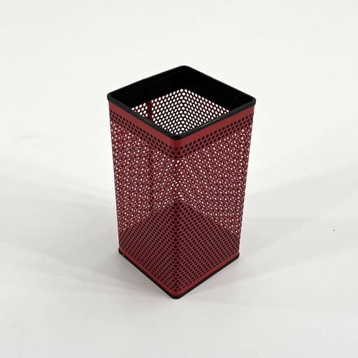 Red Perforated Bin From Caimi, 1980S