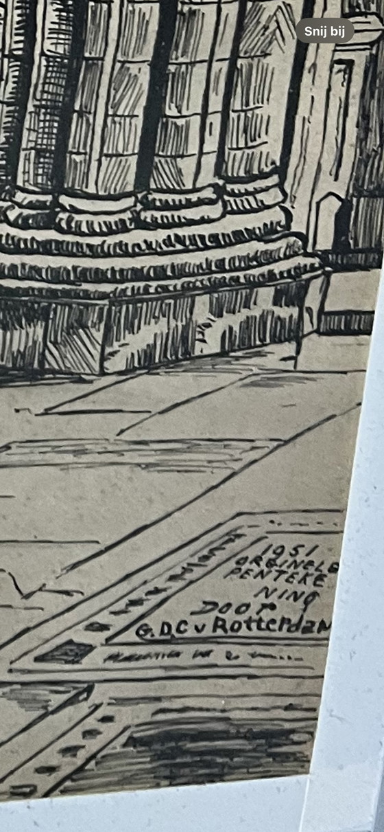 Image 1 of Signed original pen drawing Cathedral 1951