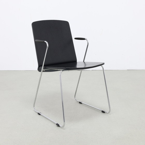 Image 1 of 4x Dining Chair in Plywood and Chrome, 1990s