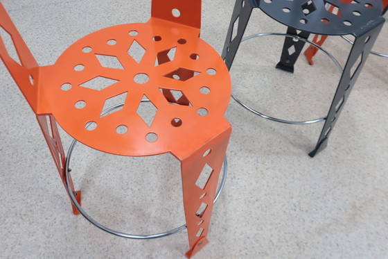 Image 1 of Post Modern Set Of 6 Lacquered Metal Chairs Artifort 2000S