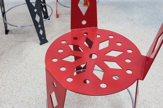 Image 1 of Post Modern Set Of 6 Lacquered Metal Chairs Artifort 2000S