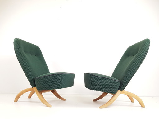 'Congo' Artifort armchairs green and black de Ploeg fabric