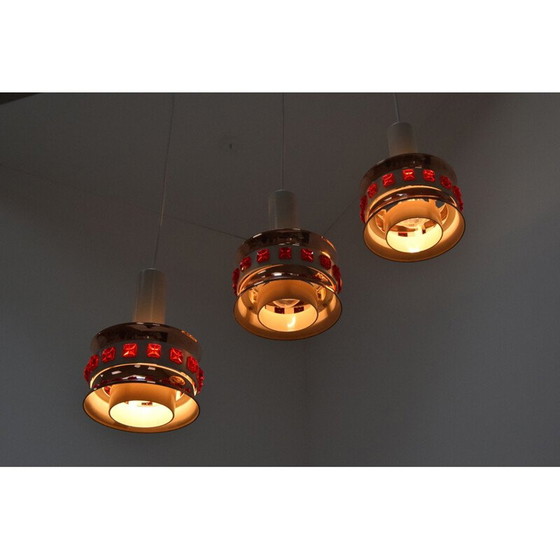 Image 1 of Vintage plastic and lacquered metal suspension, Denmark 1970