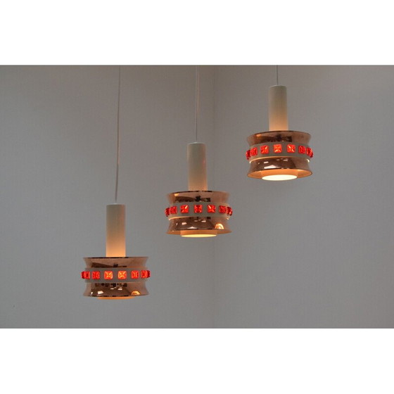 Image 1 of Vintage plastic and lacquered metal suspension, Denmark 1970