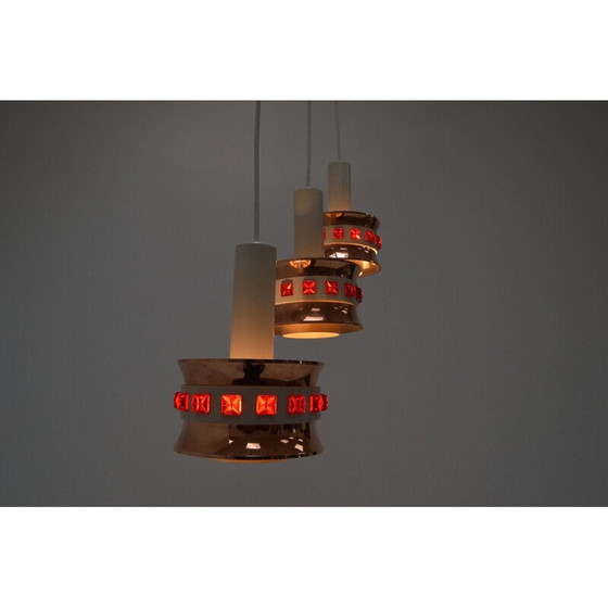Image 1 of Vintage plastic and lacquered metal suspension, Denmark 1970