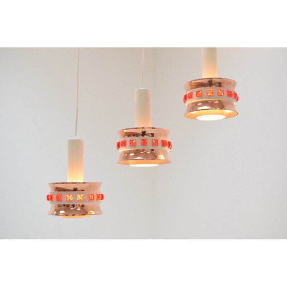 Image 1 of Vintage plastic and lacquered metal suspension, Denmark 1970