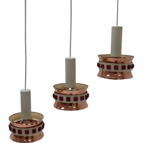Image 1 of Vintage plastic and lacquered metal suspension, Denmark 1970