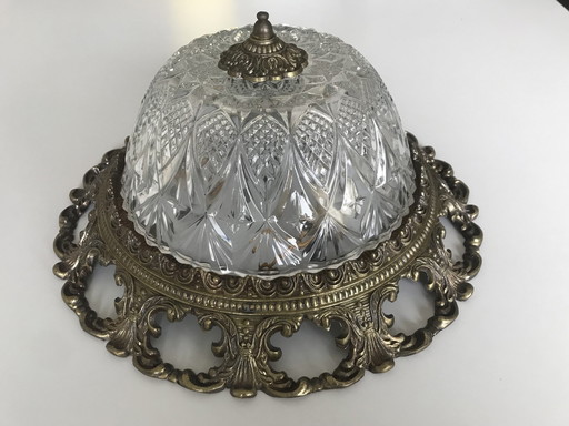 Ceiling light Hollywood Regency Brass Crystal - Made In Spain