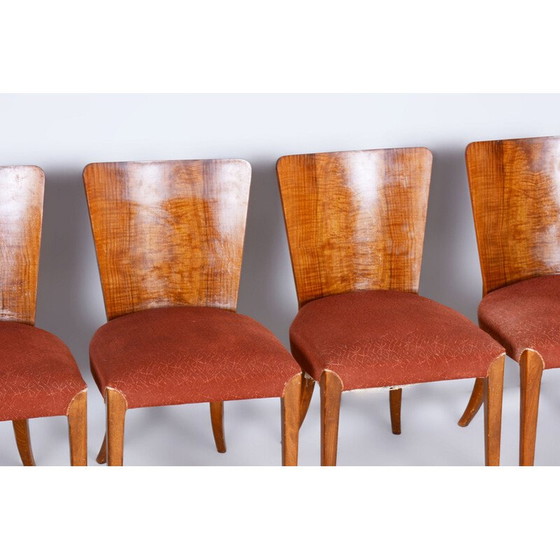 Image 1 of Set of 4 vintage Art-Deco chairs in beech and walnut by Jindrich Halabala for Up Zavody, Czechoslovakia 1940