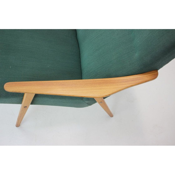 Image 1 of Coppia di poltrone in legno e tessuto di metà secolo, Cecoslovacchia, anni '60
