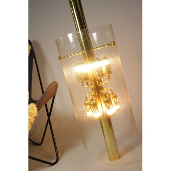 Image 1 of Vintage pendant lamp in glass and brass by Limburg, 1970s