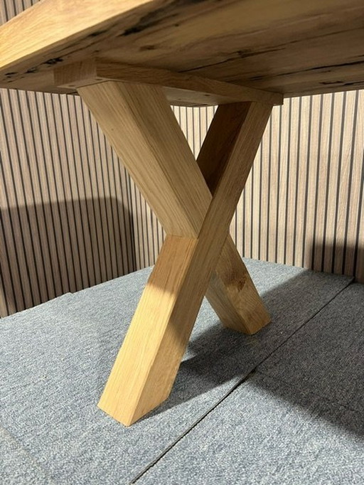 Barnwood Coffee Table Dane Oval X-Foot