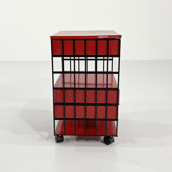 Image 1 of Red Chest Of Drawers On Wheels By Bruna Rapisarda For Robots, 1980S
