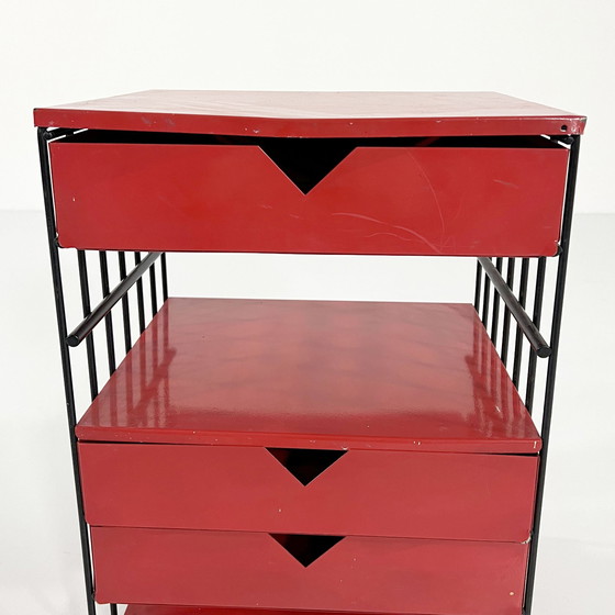 Image 1 of Red Chest Of Drawers On Wheels By Bruna Rapisarda For Robots, 1980S