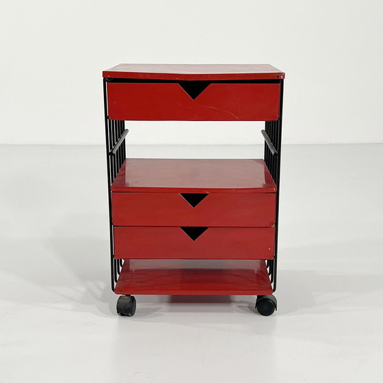 Image 1 of Red Chest Of Drawers On Wheels By Bruna Rapisarda For Robots, 1980S