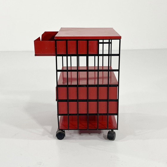 Image 1 of Red Chest Of Drawers On Wheels By Bruna Rapisarda For Robots, 1980S