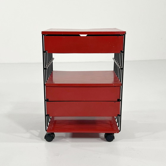 Image 1 of Red Chest Of Drawers On Wheels By Bruna Rapisarda For Robots, 1980S