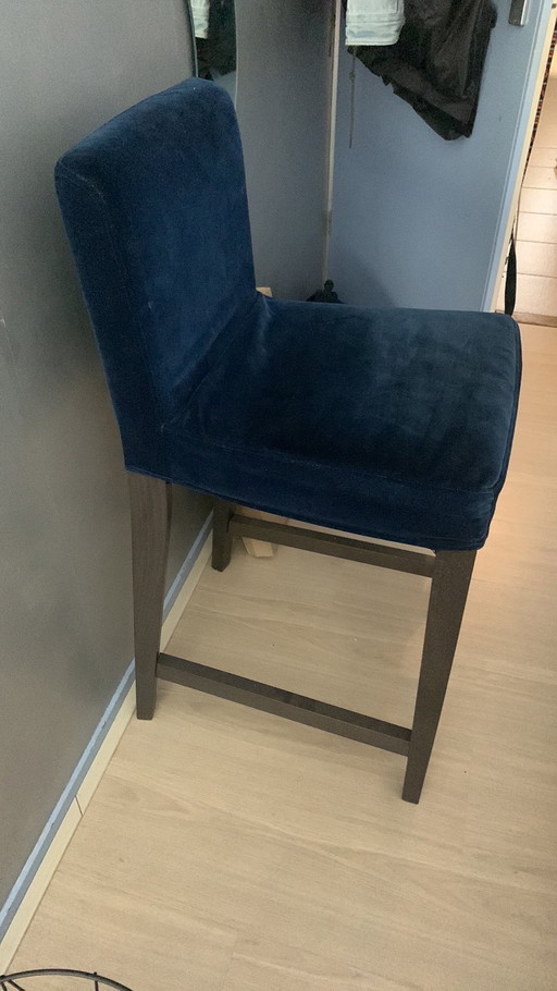 2X Ikea Barstool With Blue Velvet