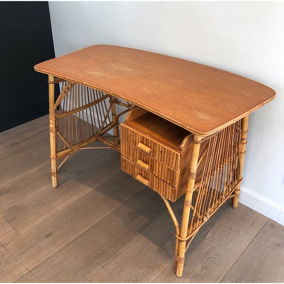 Image 1 of Vintage rattan desk by Audois Minet, France 1970