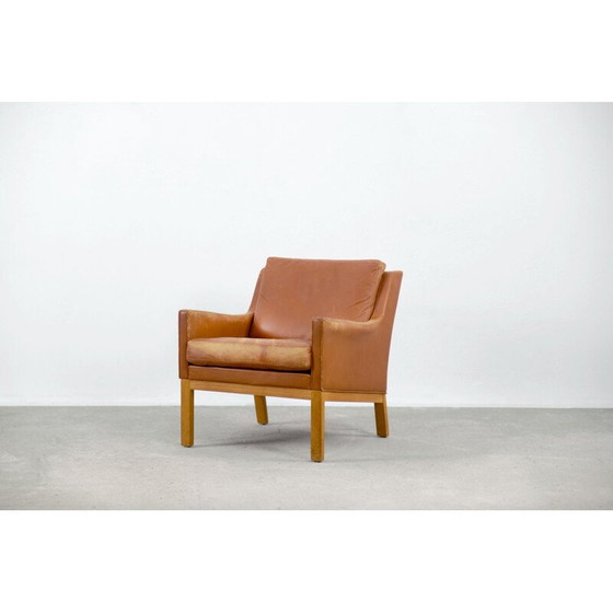 Image 1 of Set of 3 vintage armchairs wood structure covered with leather by Karl Erik Ekselius for J.O. Carlsson, Sweden 1960